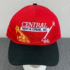 Vtg Central Rent-A-Crane Snapback Hat Safety First Adjustable Cap Graffiti USA